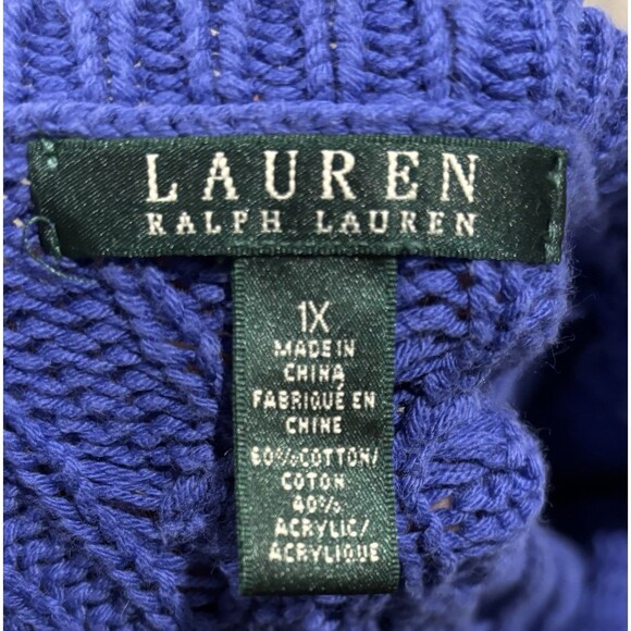 Lauren Ralph Lauren Women's 1X Crew Neck Pullover Sweater Purple Chunky Knit - Picture 6 of 6